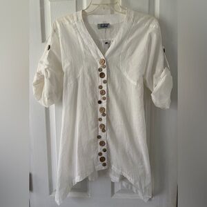 Elegant White Button-Down Women's Top